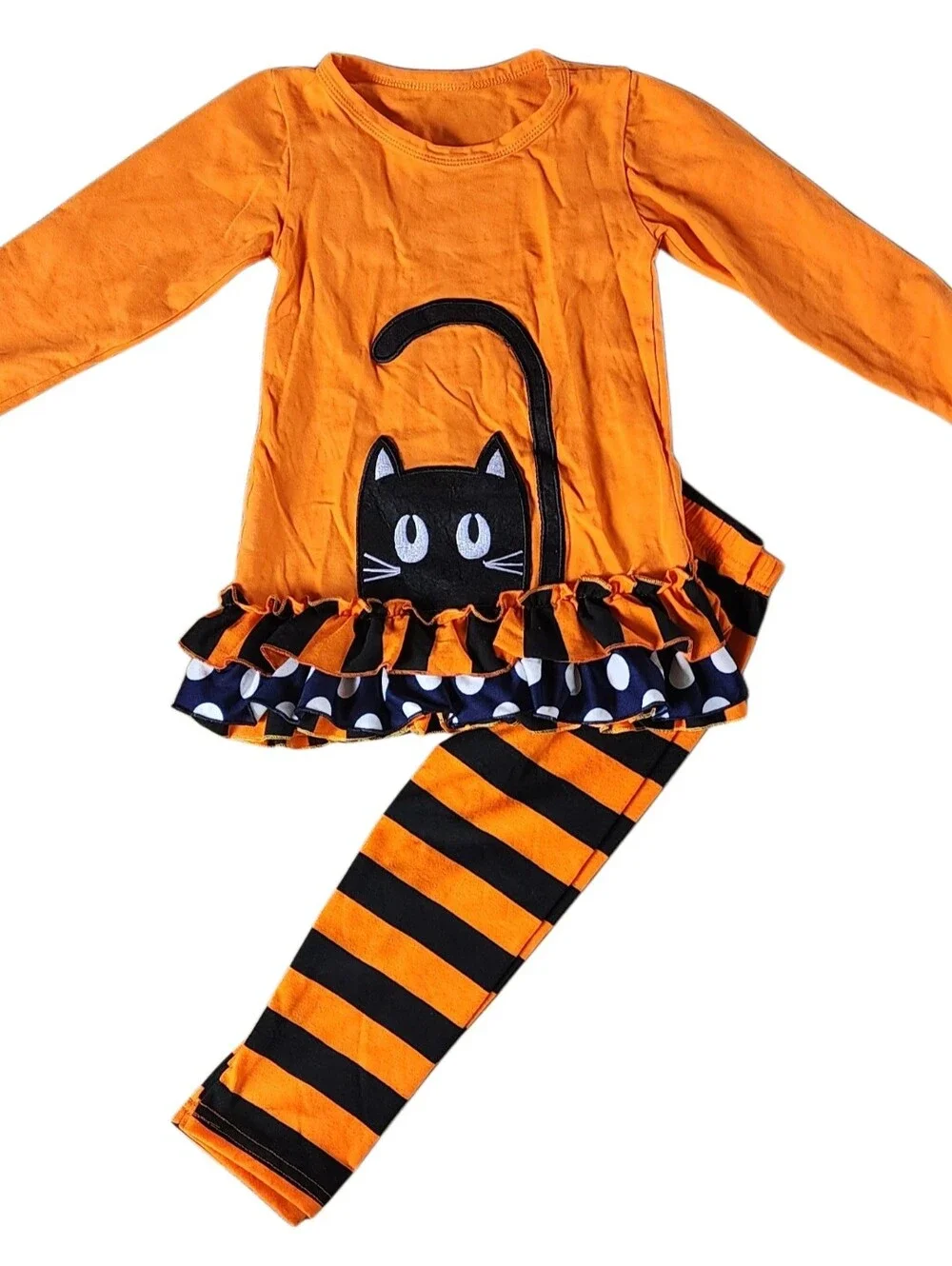 Girls Black Cat Halloween Legging Set